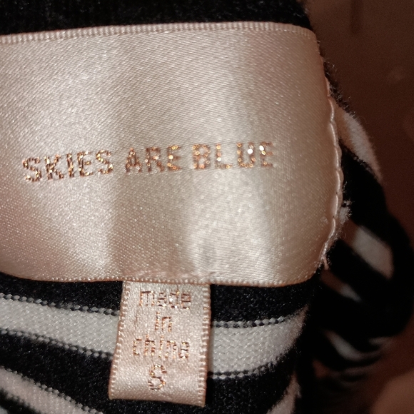 Preppy Clueles Black & White Striped SKIES ARE BLUE Nautical pullover(#1,103) - Picture 2 of 7